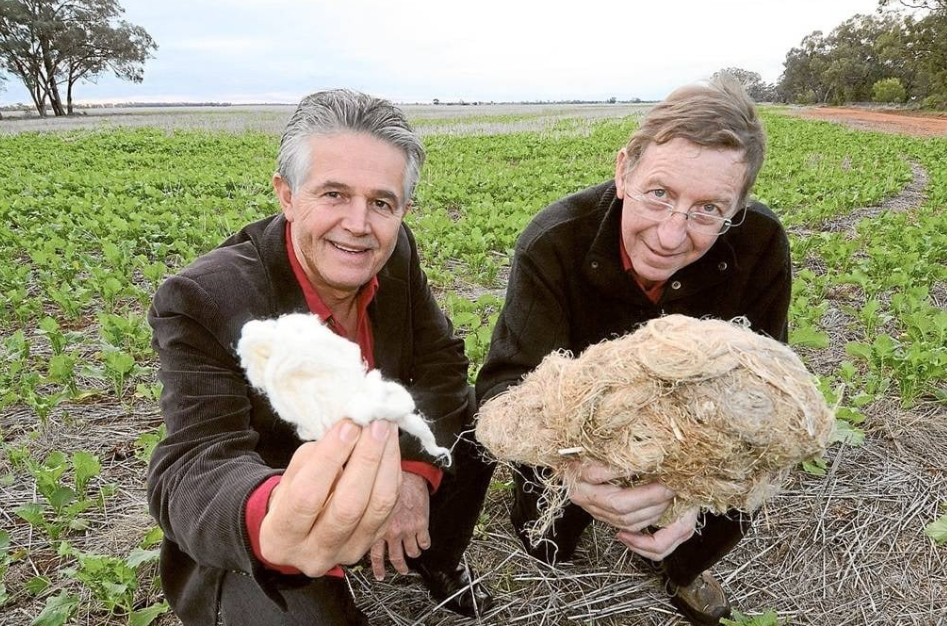 Charles and Adrian with hemp bale